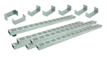 Entwässerungsrinnen Edelstahl superflach Rost Längsschlitzdesign SET Typ 6, System 35/80